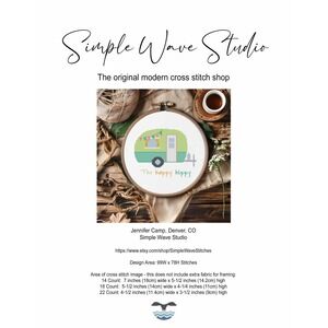 The‎ Happy Hippy RV Camping Camper Camp Counted Cross Stitch Pattern Chart